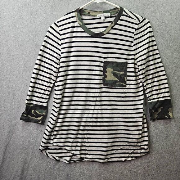 Moa Moa 3/4 Sleeve Shirt White Camo Womens Size S - Picture 1 of 8